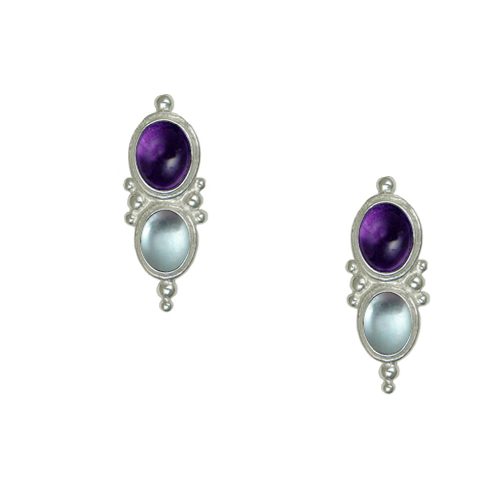 Sterling Silver Drop Dangle Earrings With Amethyst